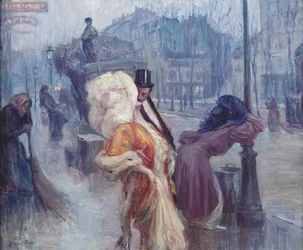 Alba, uscendo dal ristorante a Montmartre